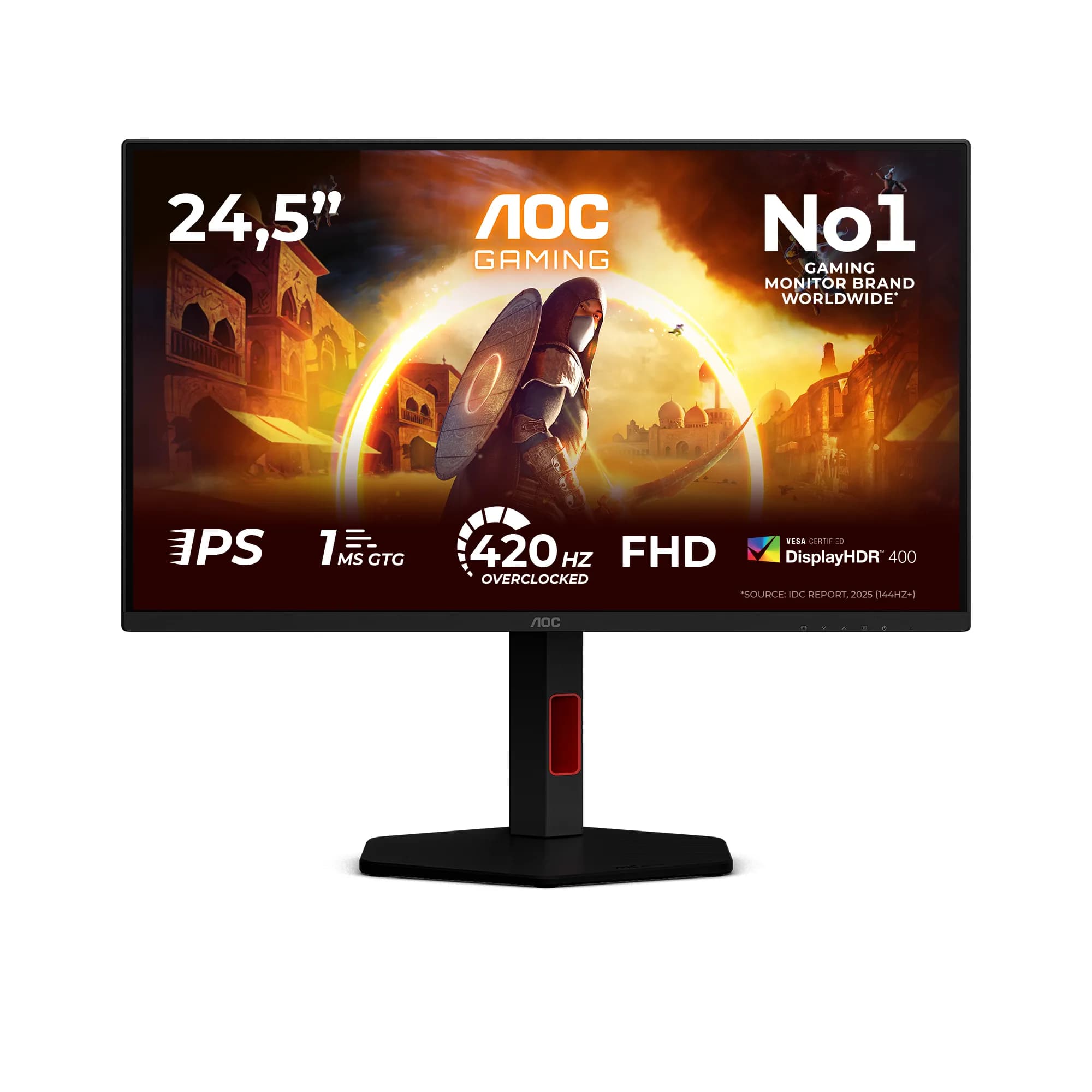 AOC 25G4KUR 24.5" Full HD, Fast IPS 420Hz -pelinäyttö, USB hub – AOC