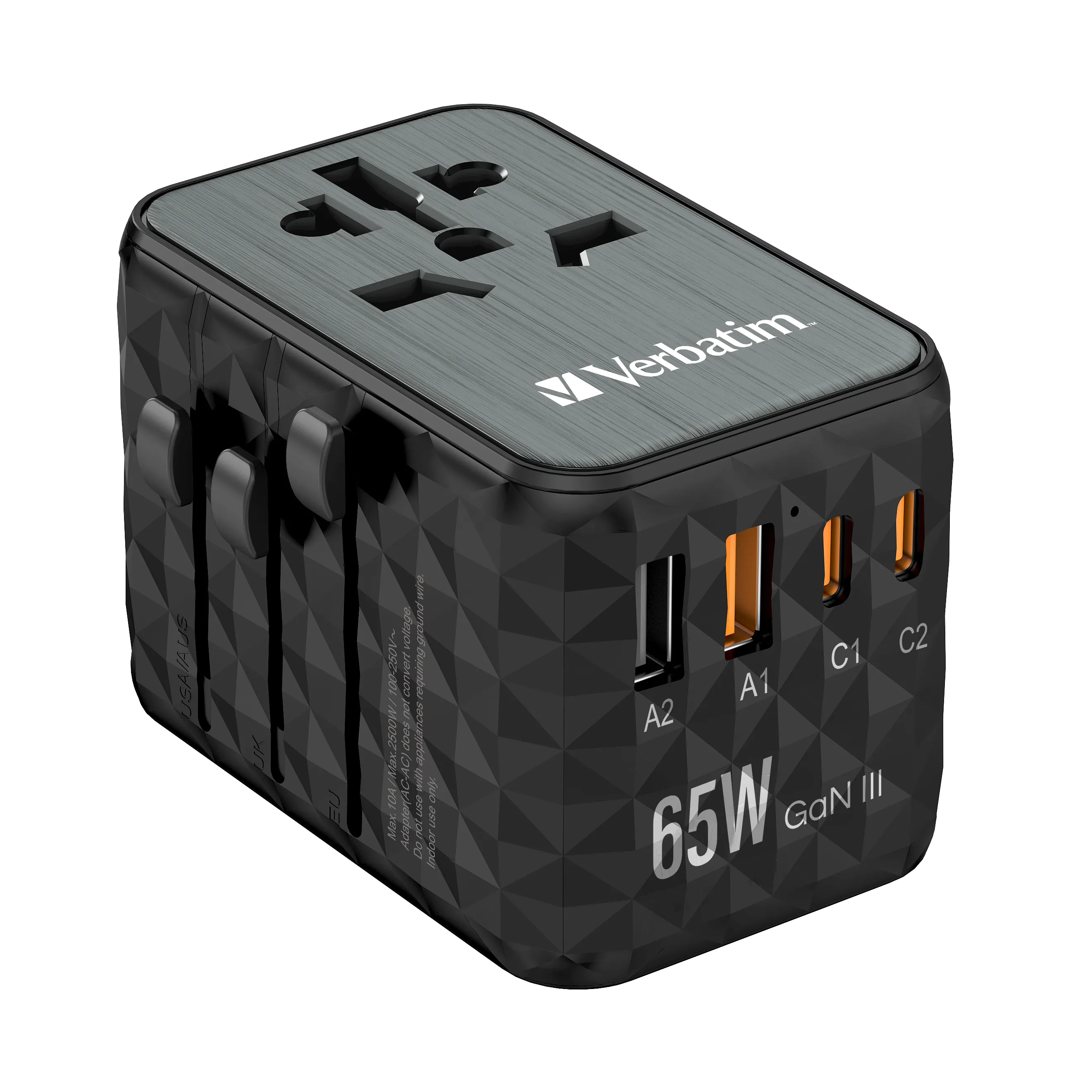 Verbatim UTA-05 GaN III Universal Travel Adapter 2 x USB-C PD -laturi – Verbatim