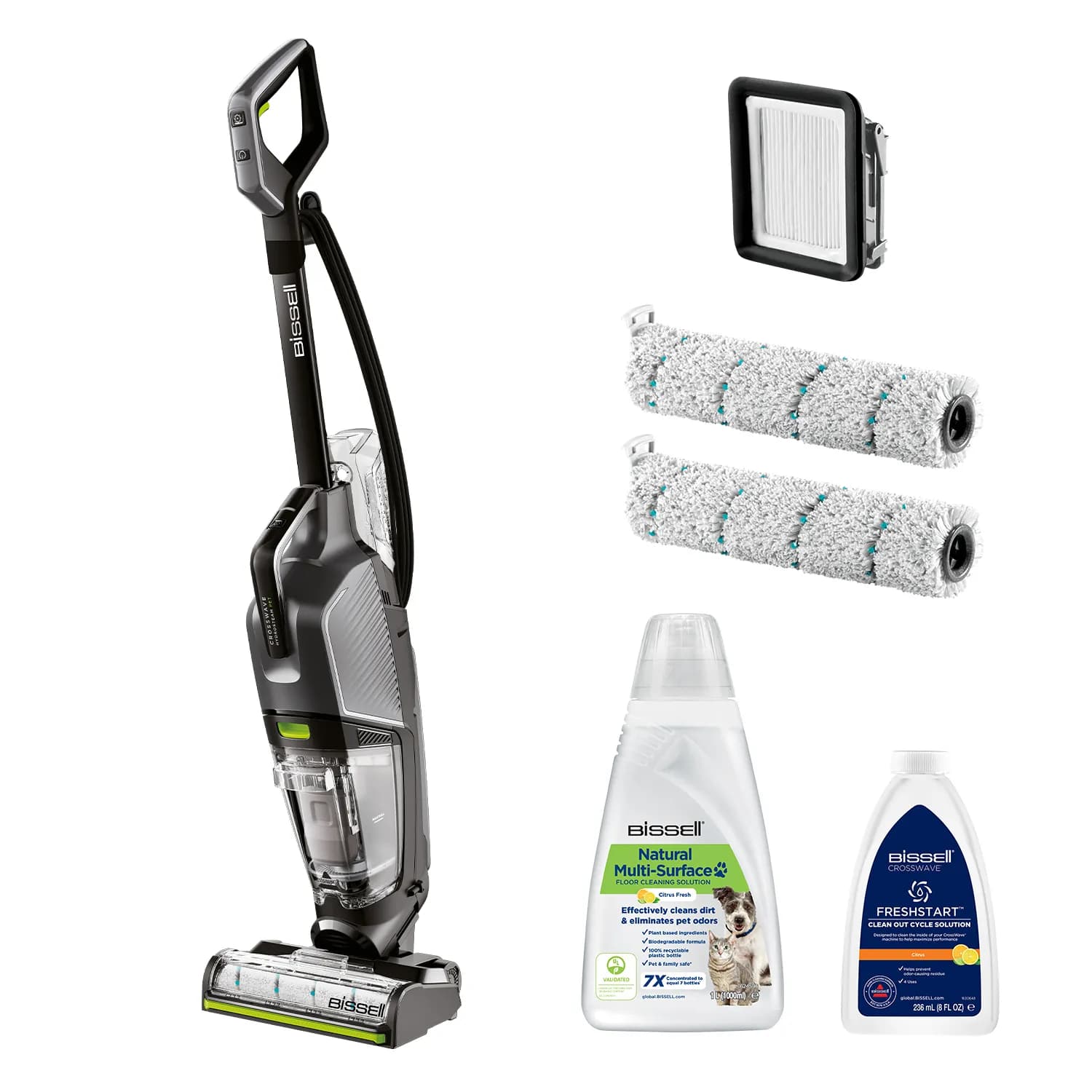 BISSELL CrossWave HydroSteam Pet Pro 3528N -märkä-kuivaimuri, musta/hopea