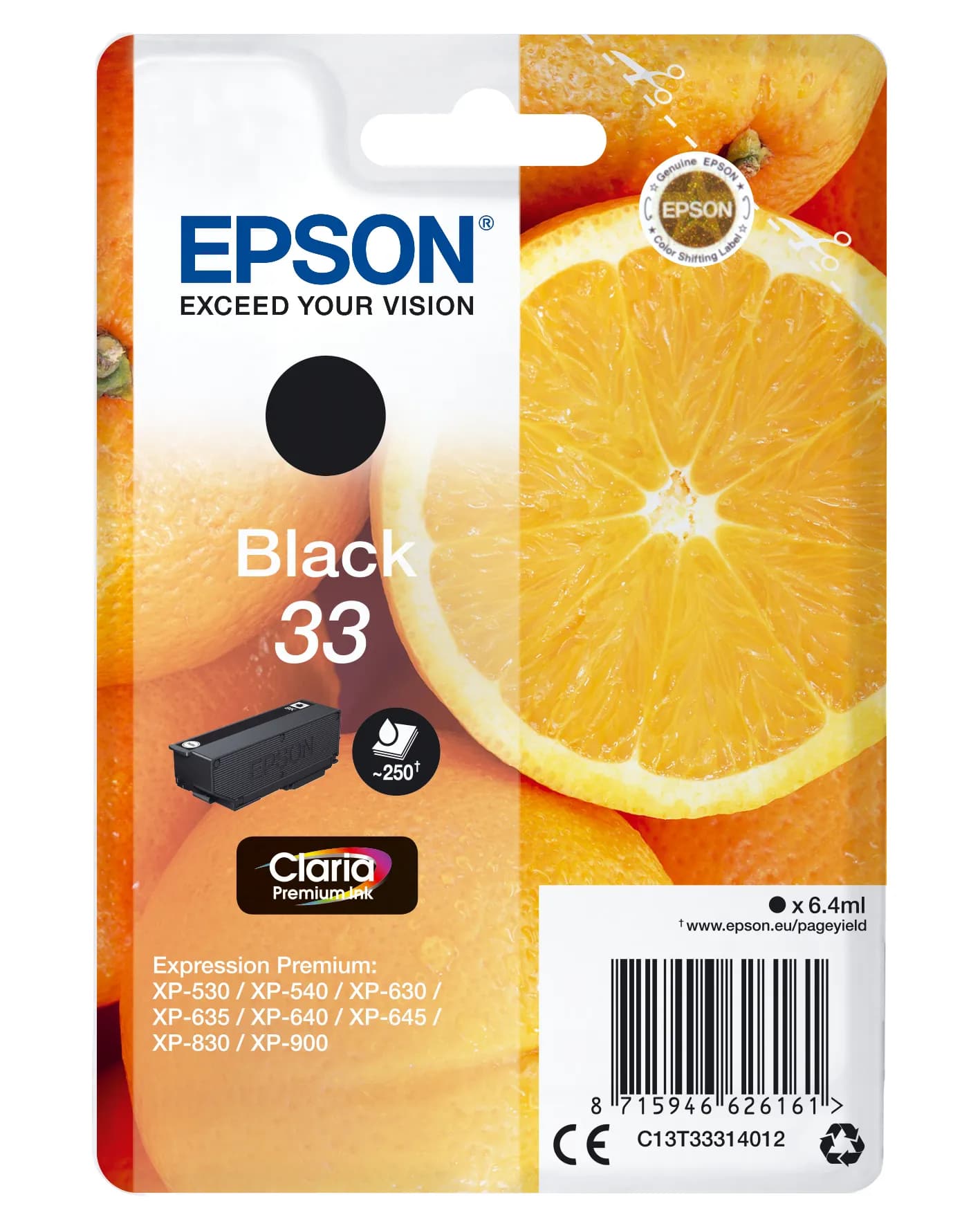 Epson 33 -mustekasetti, 6.4 ml, musta – Epson