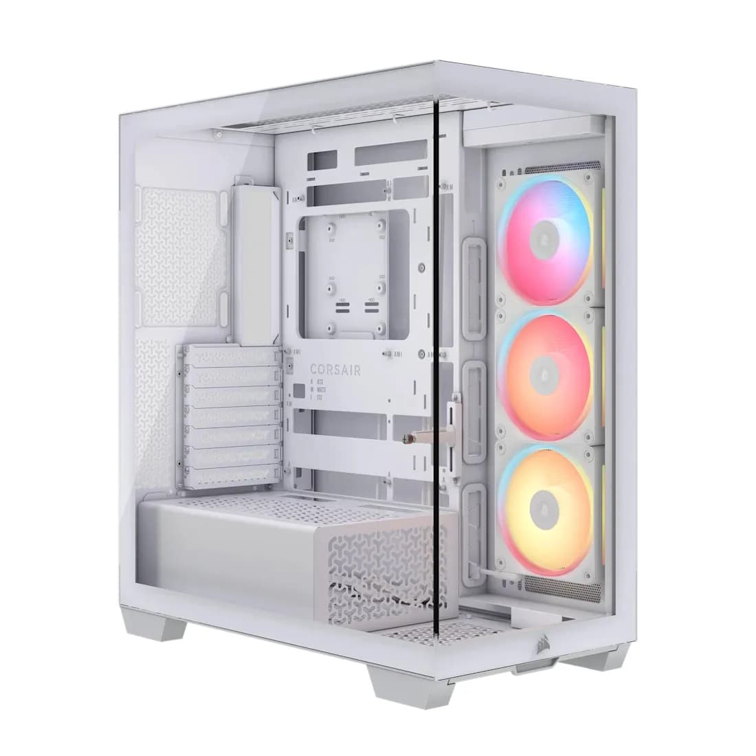 Corsair 3500X LX-R RGB iCUE LINK -miditornikotelo ikkunalla ja RGB-valaistuksella, valkoinen