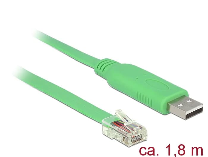 DELOCK Adapter USB 2.0 Type-A hane till Serial RS-232 RJ45 hane – De-Lock