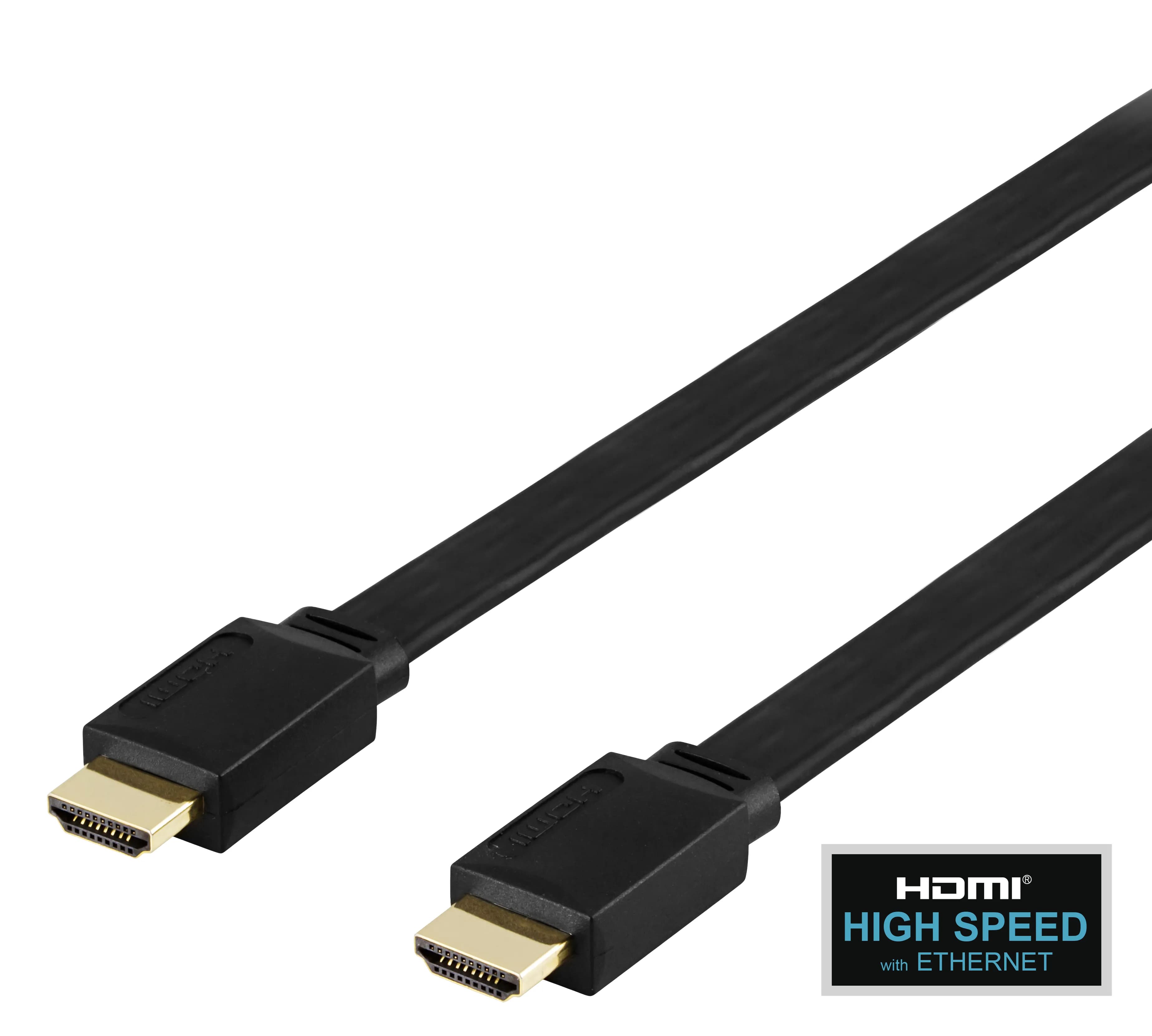 Deltaco Flat HDMI 2.0 -kaapeli jossa Ethernet, 1 m, musta