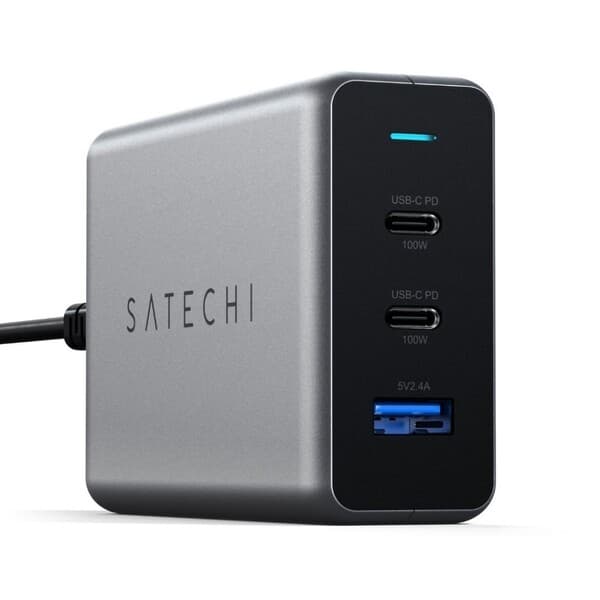 Satechi 100W GaN PD, 2x USB-C, 1x USB-A -virtalähde – Satechi