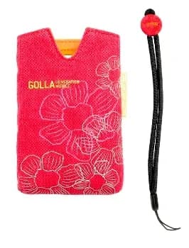 ALE Golla Digikameralaukku G1003, HAPPY, Pink, Koko S, sisus: Orange, ulkomitat 76*125*15mm, sisämitat 65*100*15mm