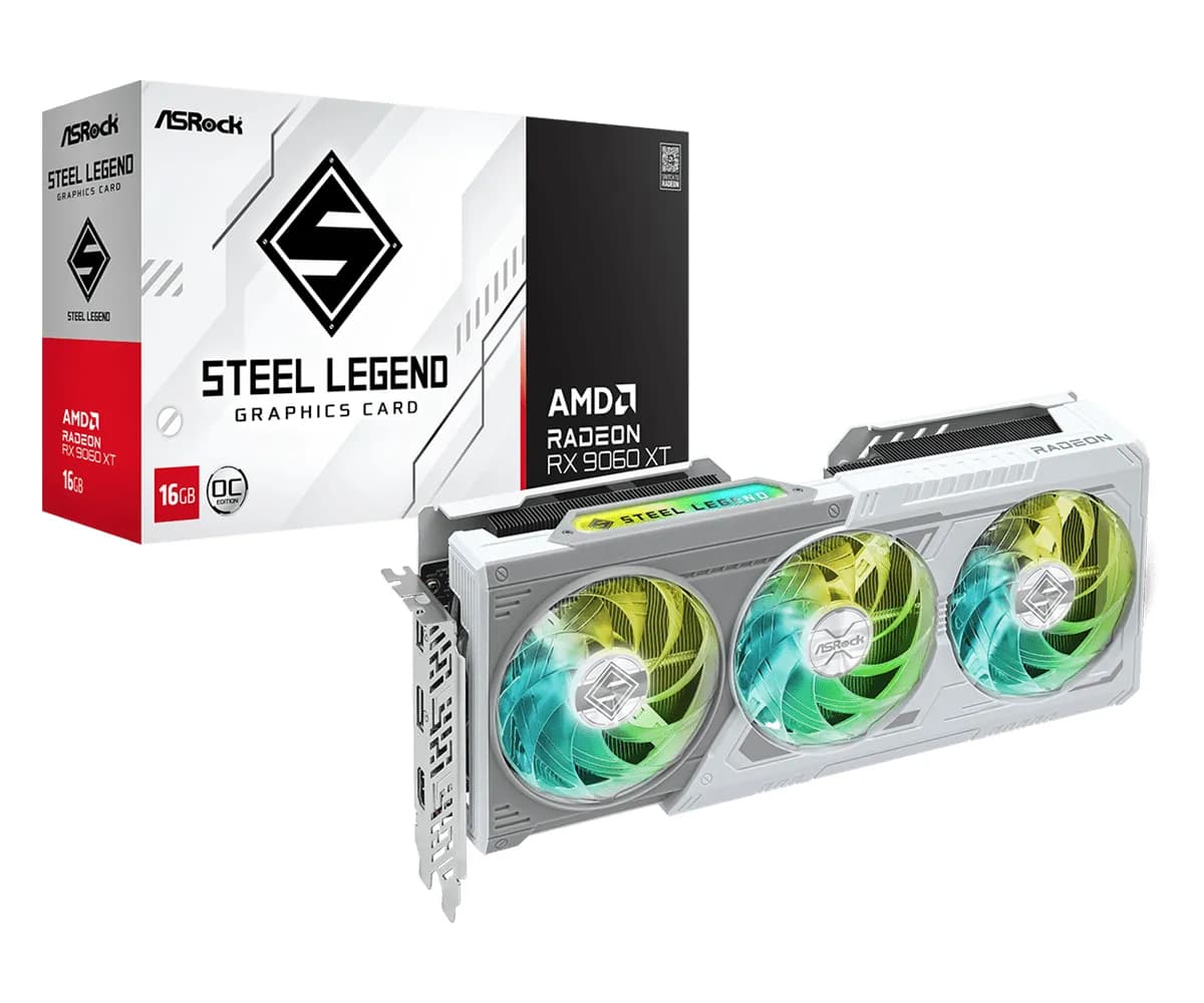 ASRock Radeon RX 9060 XT Steel Legend 16 Gt OC -näytönohjain – ASRock