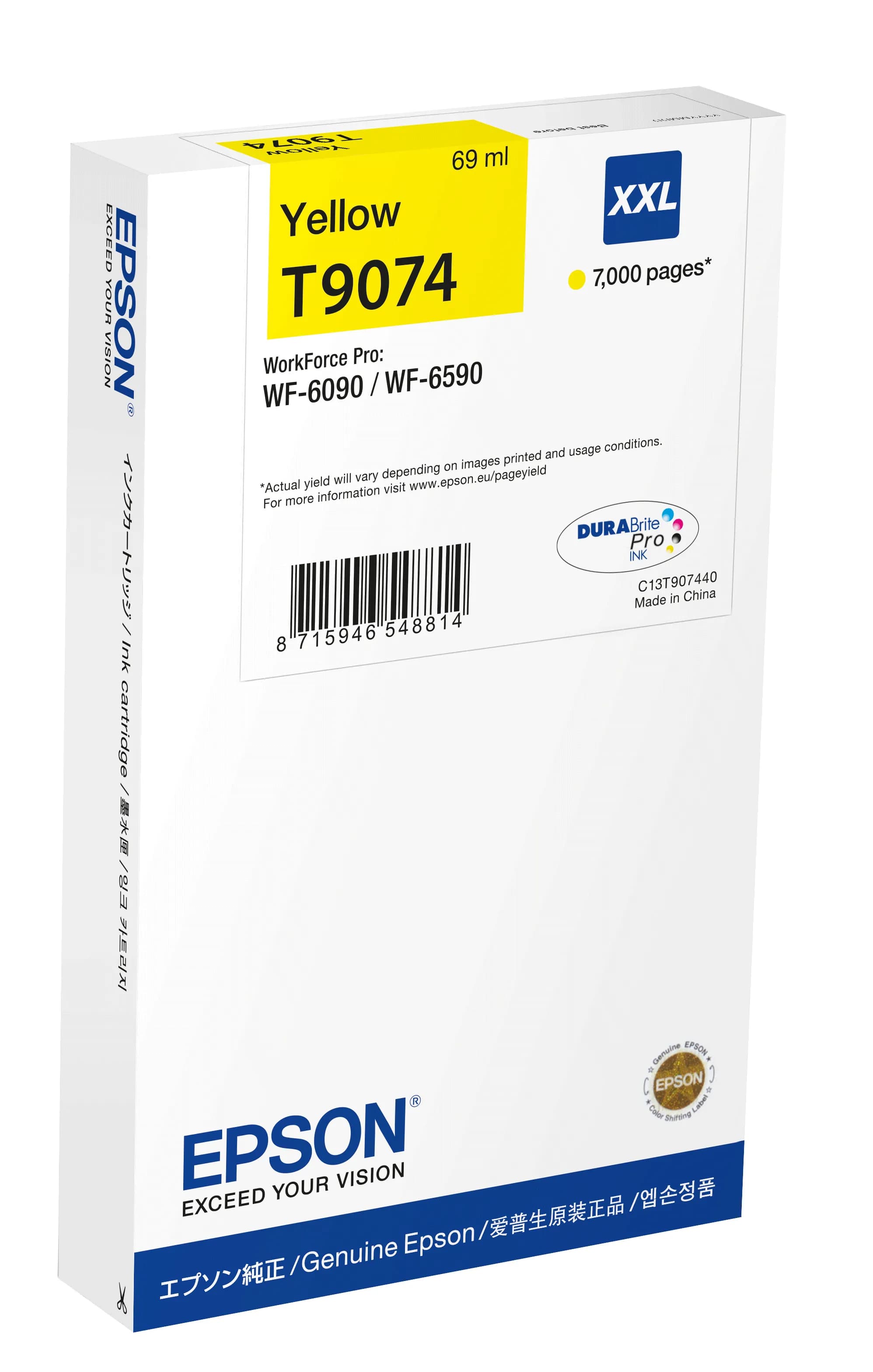 Epson C13T90744N -mustekasetti, 69 ml, keltainen