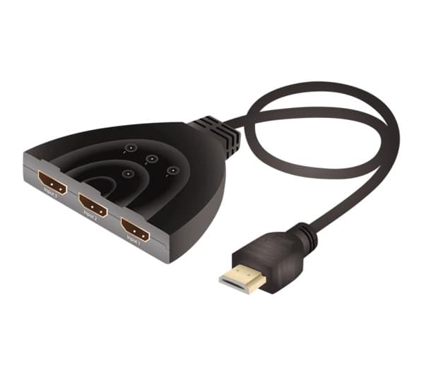 Qnect HDMI 3 in - 1 out 4K -HDMI -adapteri, 10cm, Musta – QNECT