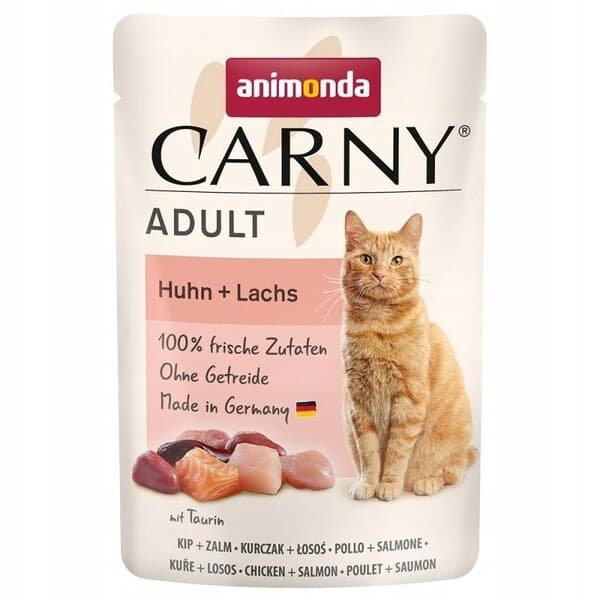 Animonda Carny Adult Chicken + Salmon, Kissan märkäruoka, 85 g – Animonda