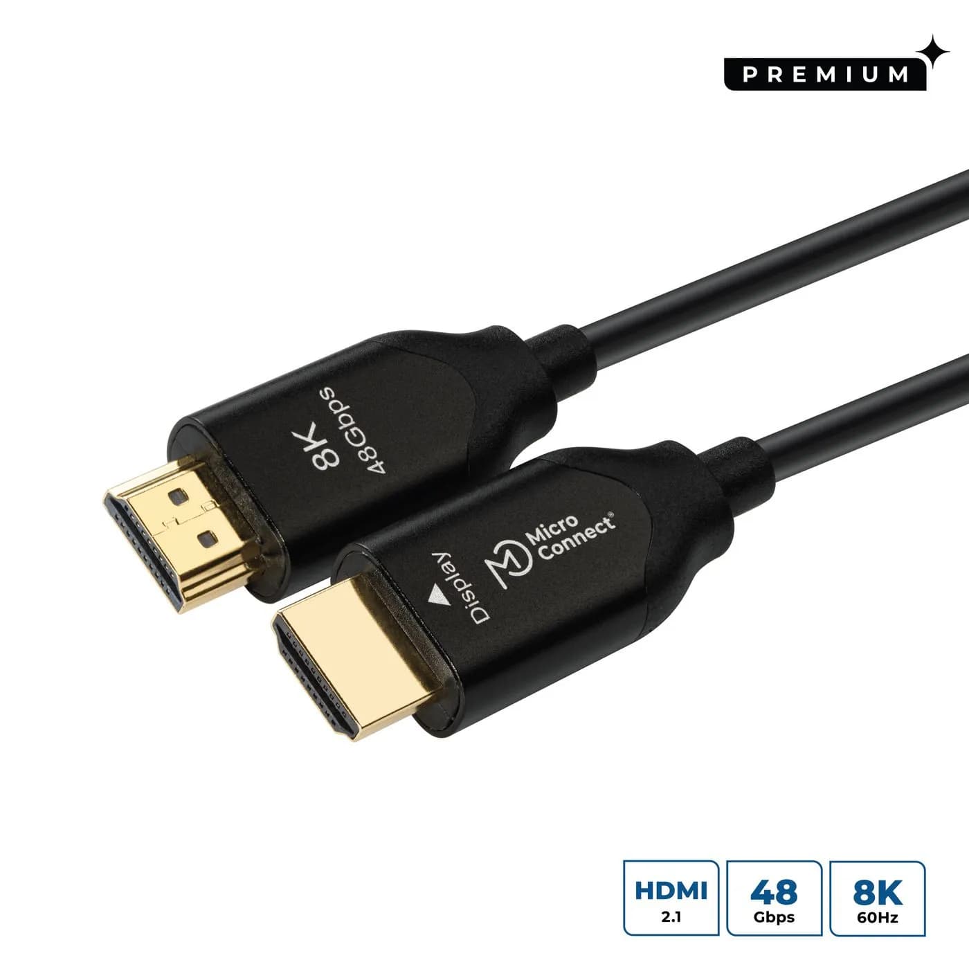 MicroConnect Premium Ultra High Speed Active Optic HDMI 2.1 -kaapeli, 8K, jossa Ethernet, 30 m, musta – Microconnect