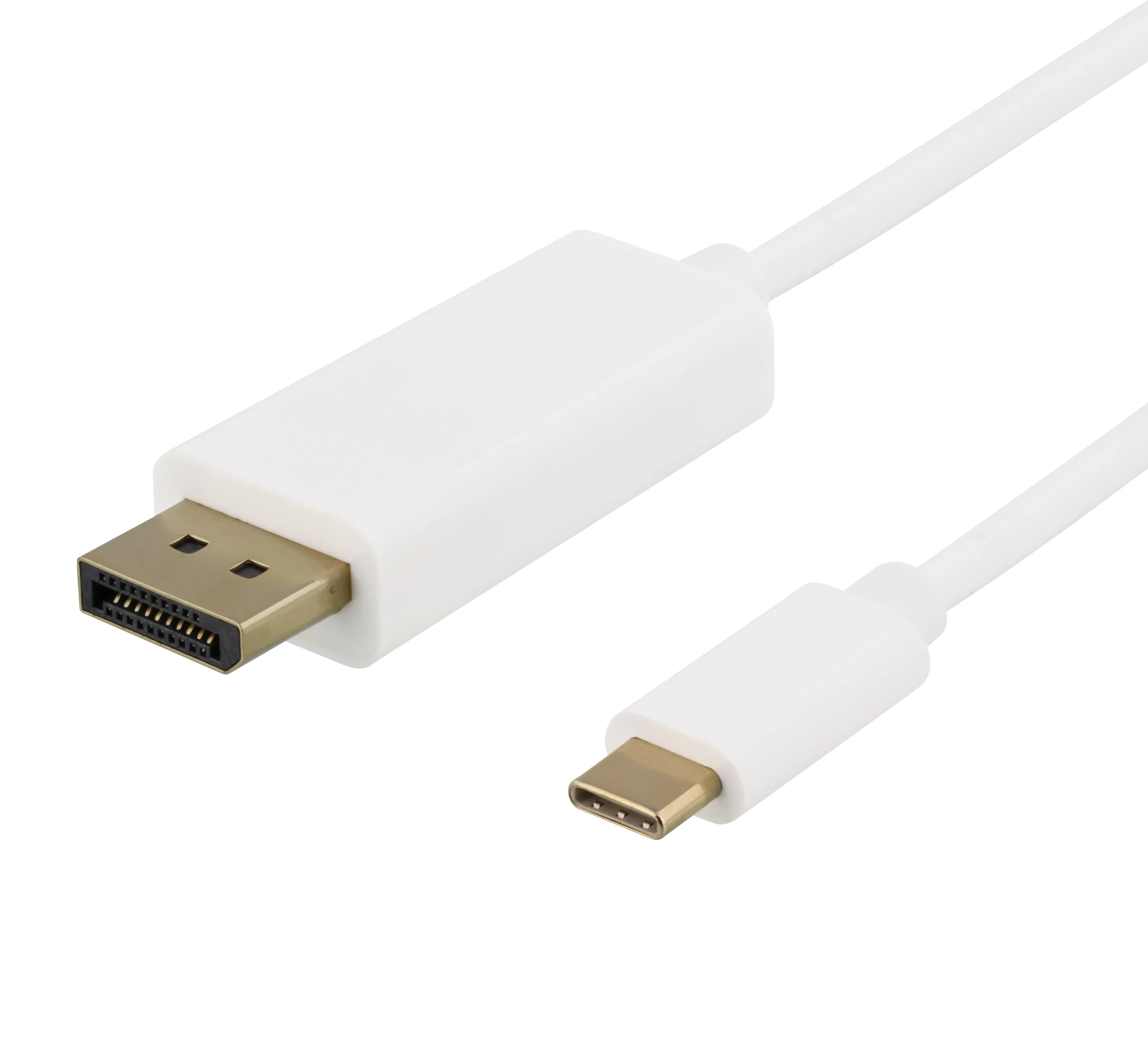 Deltaco USB-C – DisplayPort -kaapeli, 2 m, valkoinen