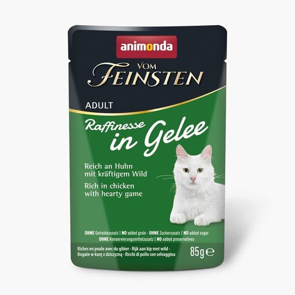 Animonda Vom Feinsten Adult Raffinesse in Jelly with Chicken and Game, Kissan märkäruoka, 85 g – Animonda