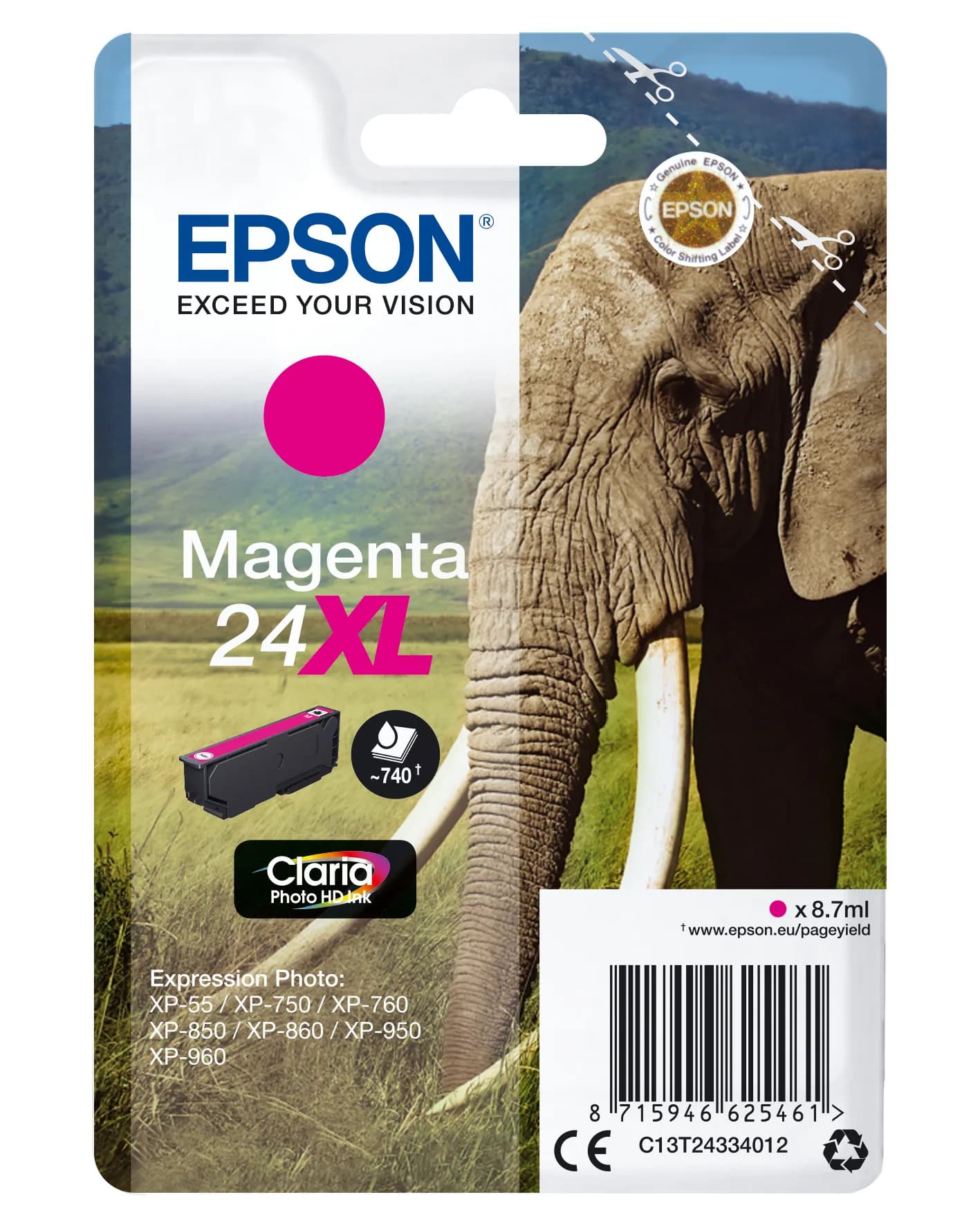 Epson 24 XL-mustekasetti, 8.7 ml, magenta – Epson