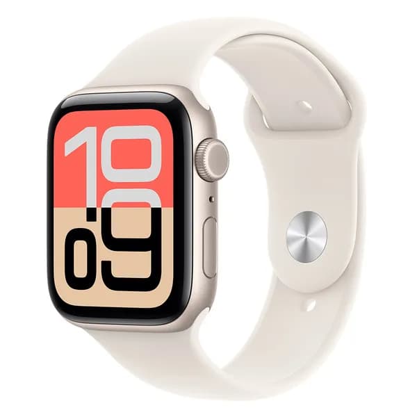 Apple Watch SE 3 (GPS + Cellular) 44 mm tähtivalkea alumiinikuori ja urheiluranneke, M/L