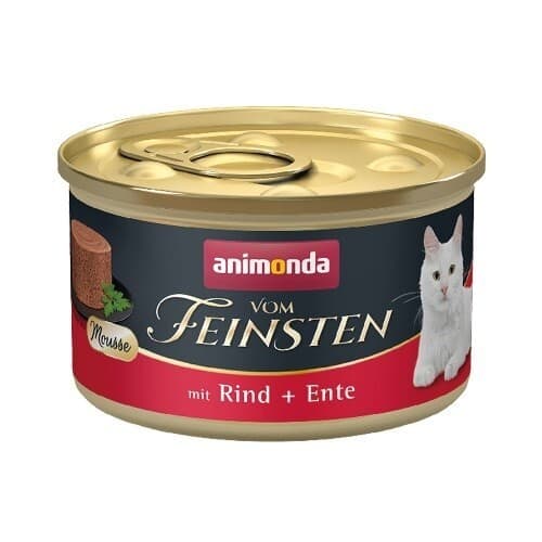 Animonda Vom Feinsten Adult Mousse with Beef and Duck, Kissan märkäruoka, Viljaton, 85 g – Animonda