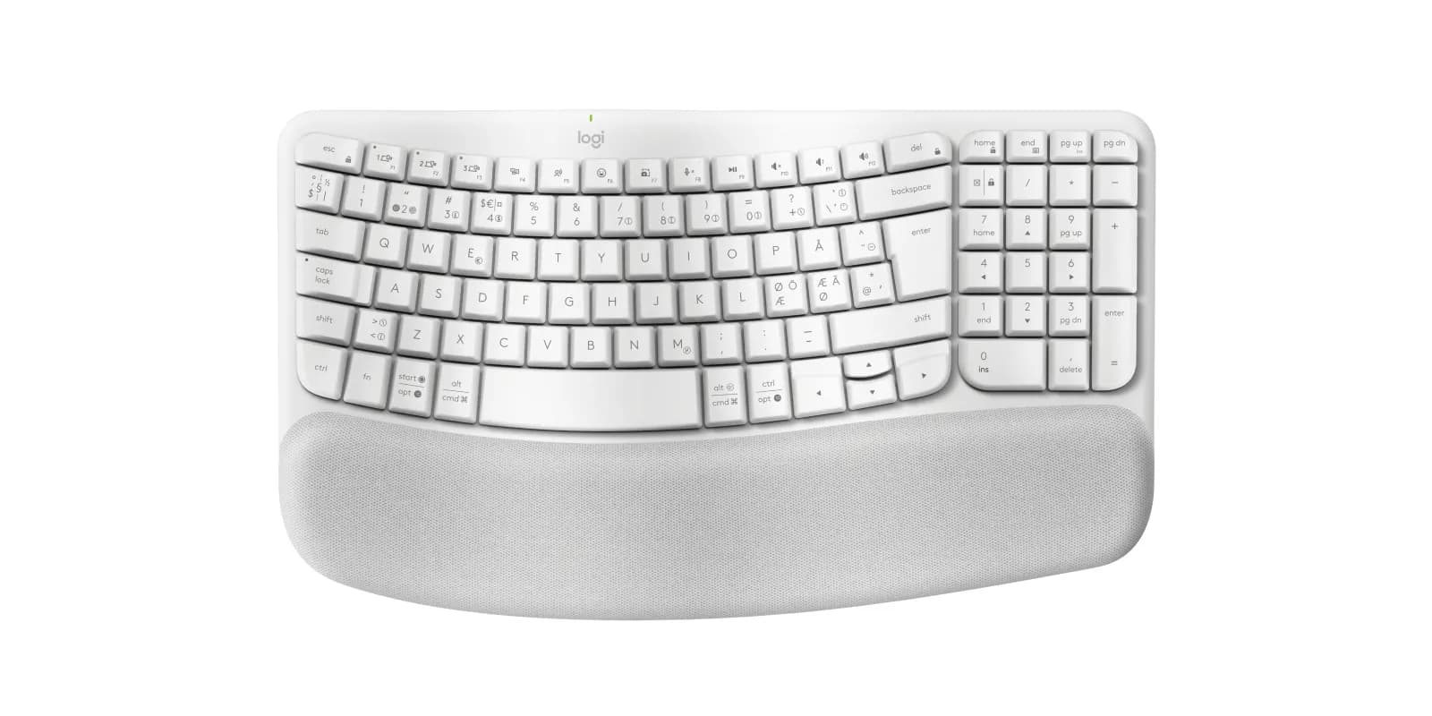 Logitech Wave Keys -langaton ergonominen näppäimistö, valkoinen – Logitech