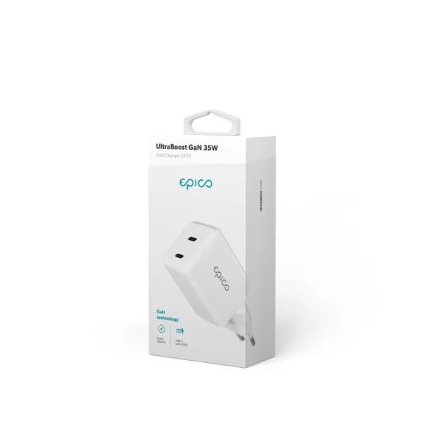 Epico UltraBoost GaN 35W Wall Charger EA35 | White | 2 × USB-C PD