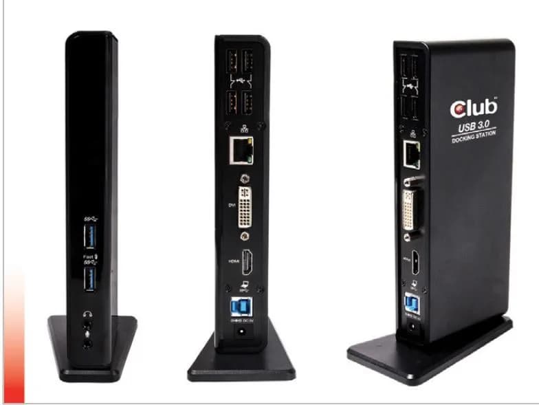 Club 3D 3.1 Gen1 USB-A 11-in-1 -telakka, Musta