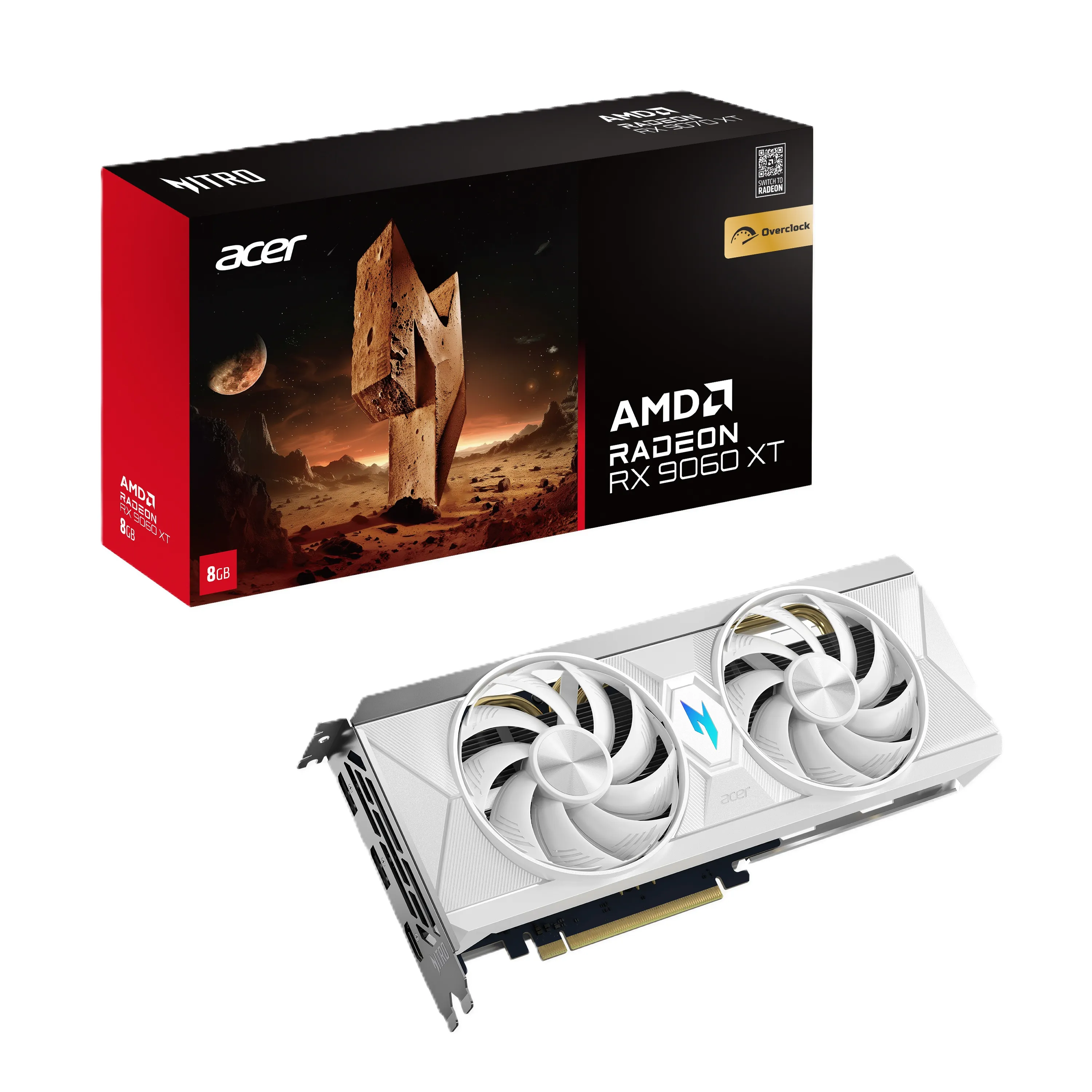 Acer Radeon RX 9060 XT Nitro White 8 Gt OC -näytönohjain – Acer