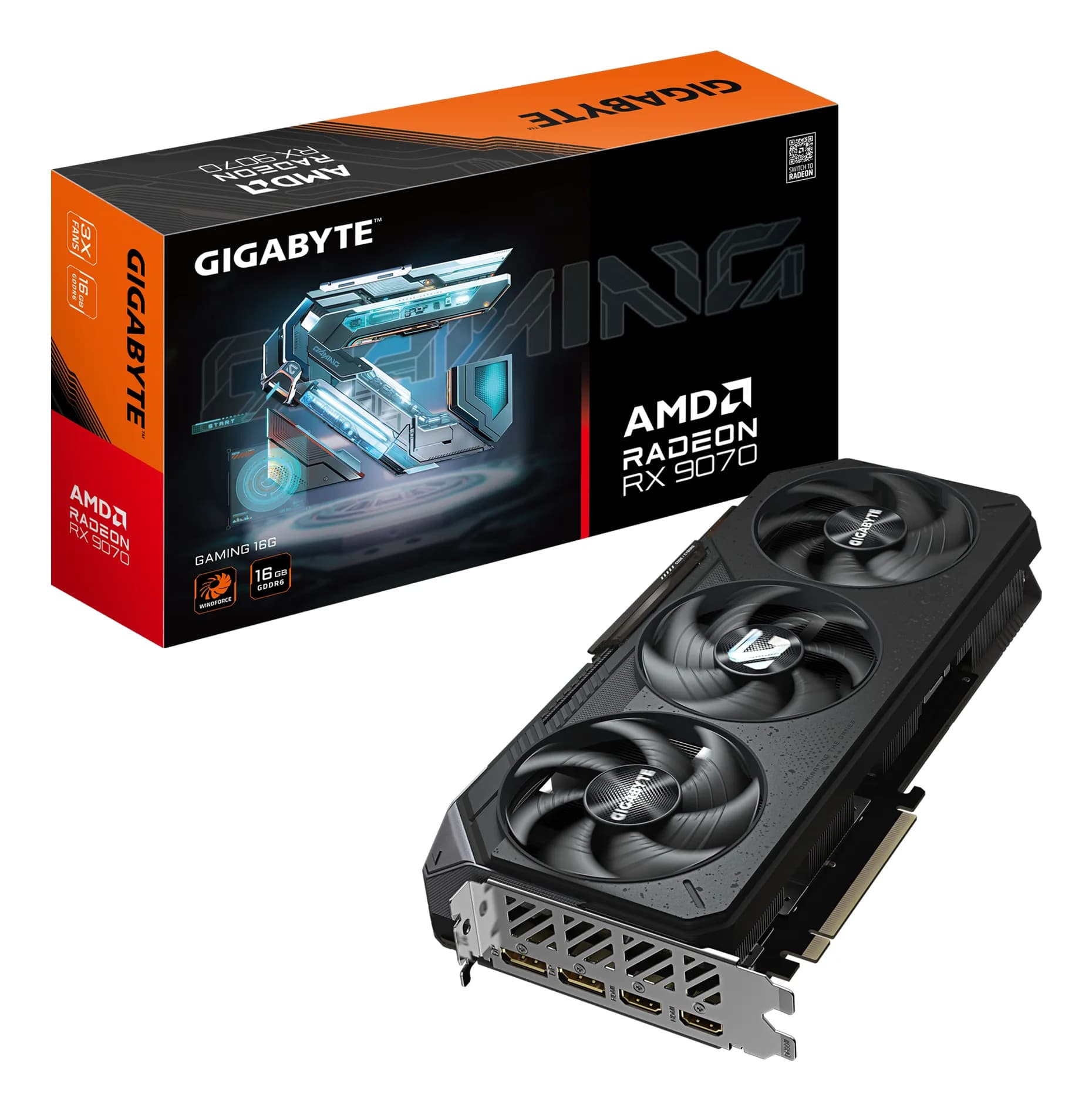 Gigabyte Radeon RX 9070 GAMING 16 Gt OC -näytönohjain – Gigabyte