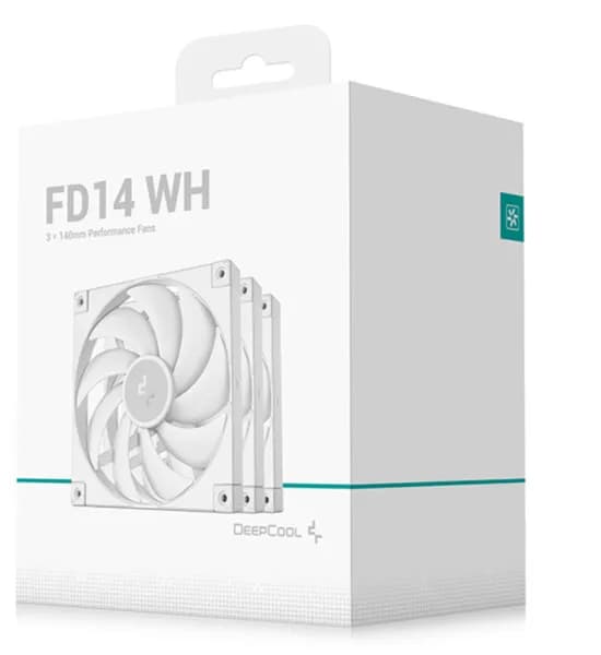 DeepCool FD14 PWM -tuuletinsarja, hydraulinen laakeri, 140 mm, 3 kpl, valkoinen