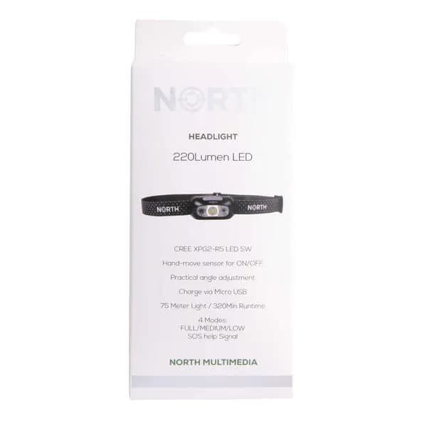 NORTH Otsalamppu 220 Lumen Musta noin 75m Cree-Led (XPG2) Liikkeentunnistin