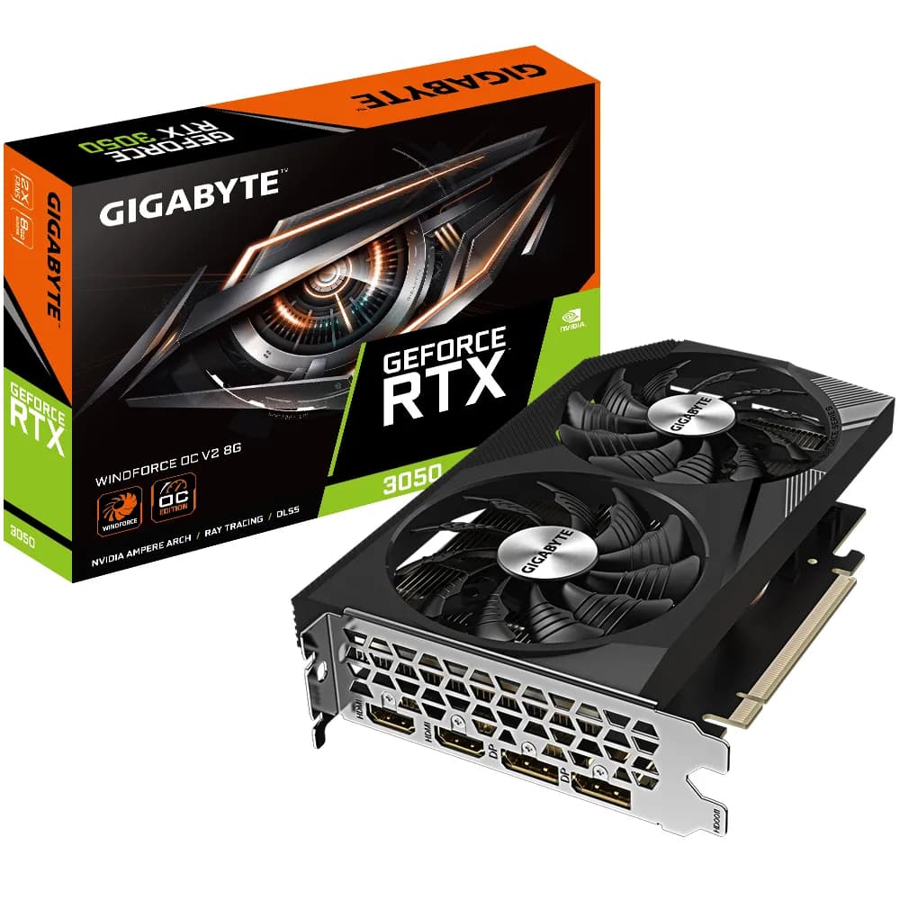 Gigabyte GeForce RTX 3050 WINDFORCE V2 OC 8 Gt -näytönohjain – Gigabyte