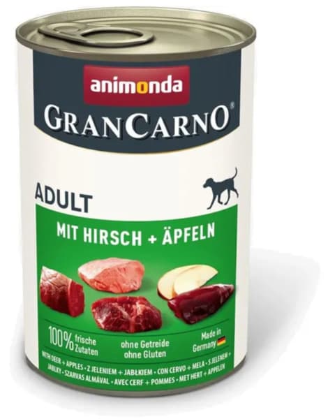 Animonda GranCarno Adult Pork with Venison and Apple, Koiran märkäruoka, Viljaton, 400 g – Animonda