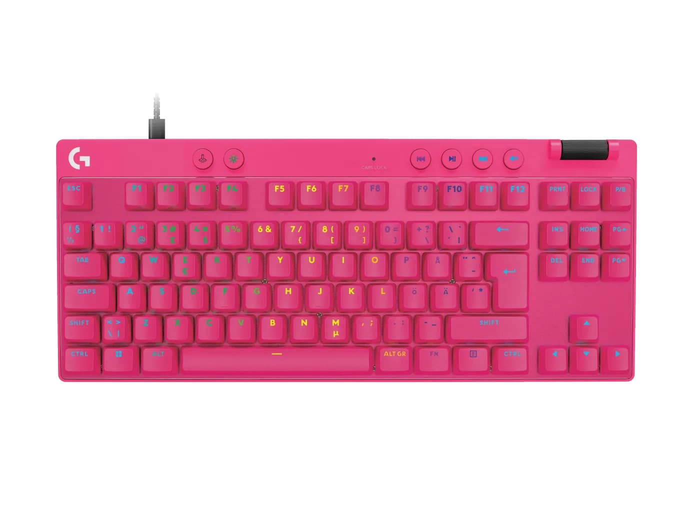Logitech PRO X TKL RAPID -mekaaninen pelinäppäimistö, Magnetic Analog, vaaleanpunainen