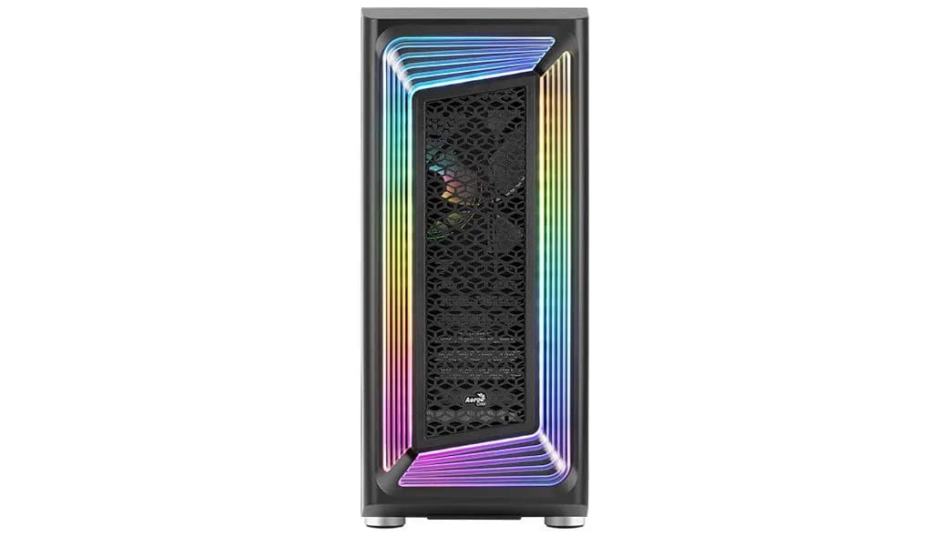 AeroCool Interstellar -miditornikotelo ikkunalla ja RGB-valaistuksella, musta – AEROCOOL