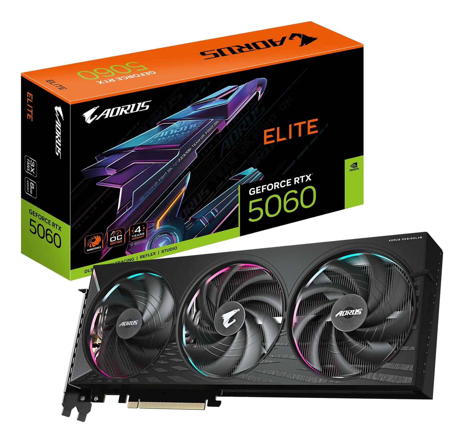 Gigabyte GeForce RTX 5060 AORUS Elite OC 8 Gt -näytönohjain – Gigabyte
