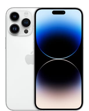 Kunnostettu iPhone 14 Pro Max 128 Gt, hopea (Hyvä kunto)