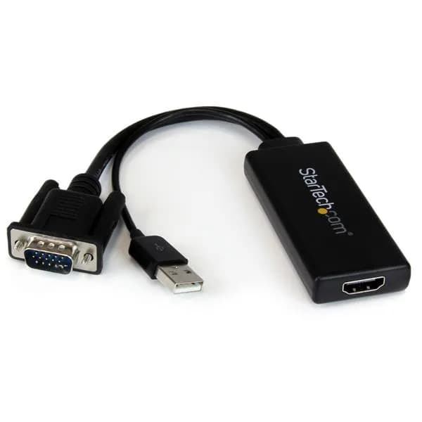 StarTech VGA to HDMI Adapter with USB Audio & Power -adapteri, Musta – Startech