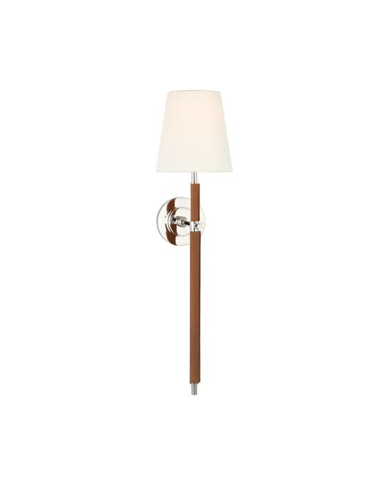 Bryant Large Wrapped Tail Sconce Nickel/Natural Leather – Visual Comfort