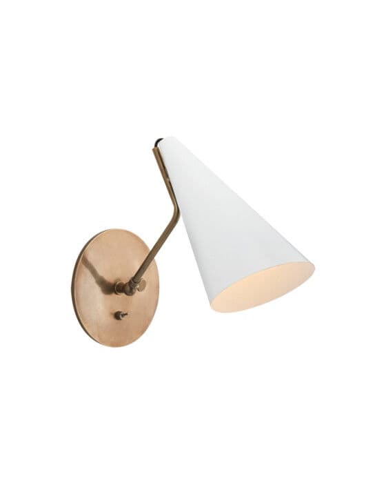 Clemente Wall Light Antique Brass/White – Visual Comfort