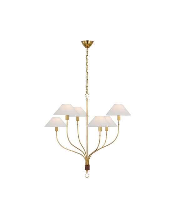 Griffin Staggered Tail Chandelier Antique Brass L – Visual Comfort