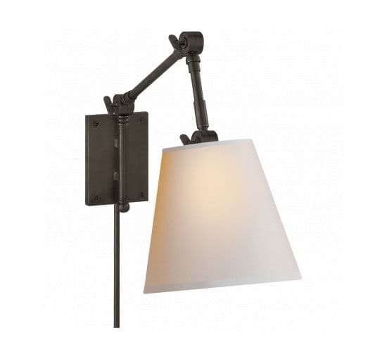Graves Pivoting Sconce Bronze/Linen – Visual Comfort