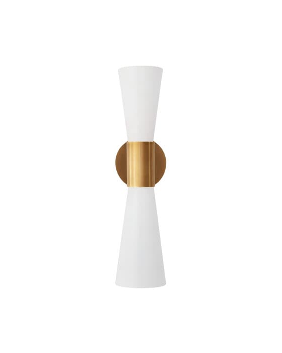 Clarkson Narrow Sconce Antique Brass and White Medium