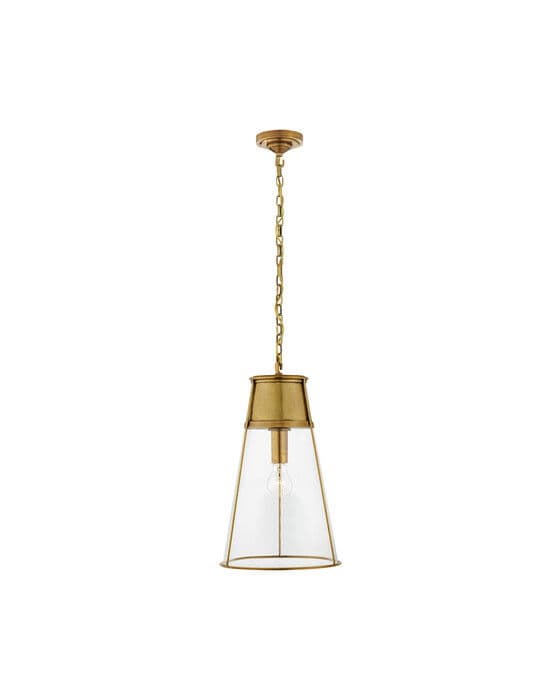 Robinson Large Pendant Antique Brass/Clear Glass – Visual Comfort