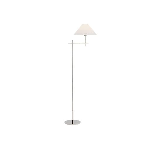 Hackney Bridge Arm Floor Lamp Polished Nickel/Linen – Visual Comfort