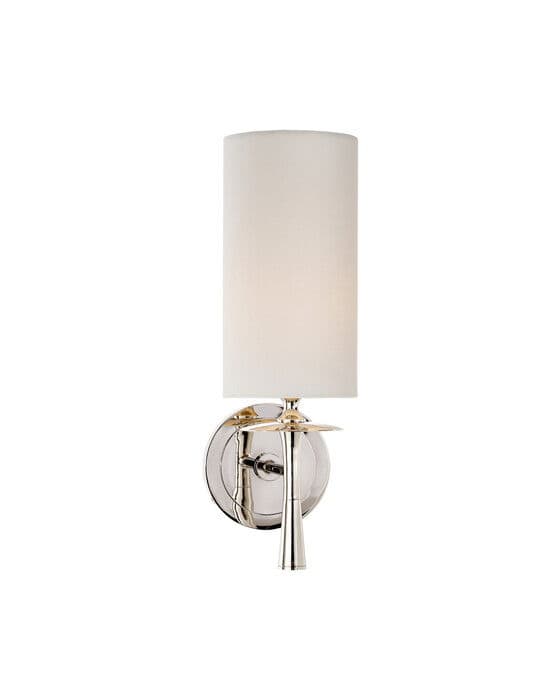 Drunmore Single Sconce Polished Nickel/Linen Shade – Visual Comfort