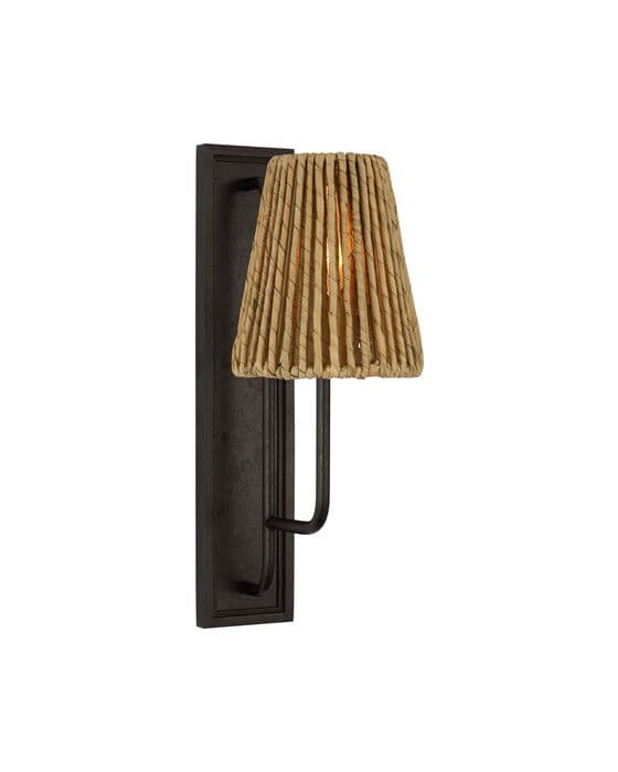 Rui Sconce Aged Iron/Abaca Shade – Visual Comfort