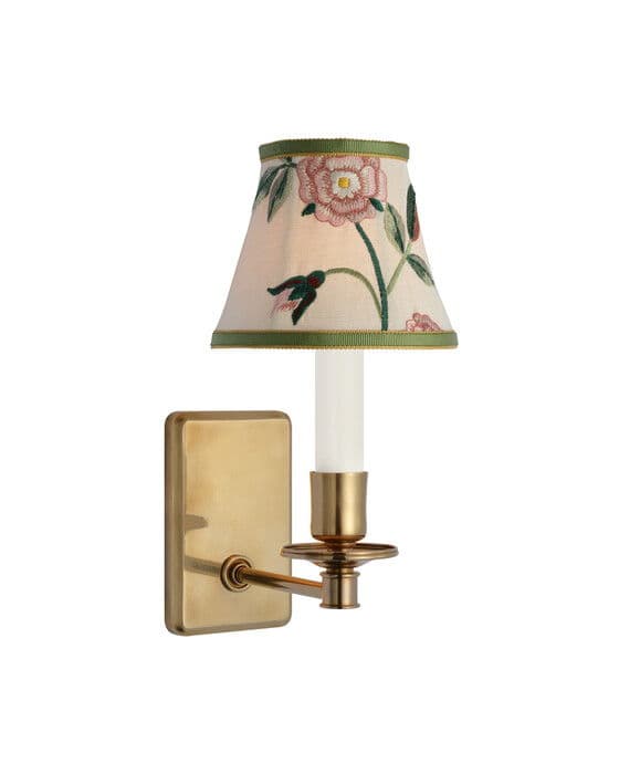 Tara 11" Sconce Antique Brass/Royal Silk Bell Empire Shade – Visual Comfort