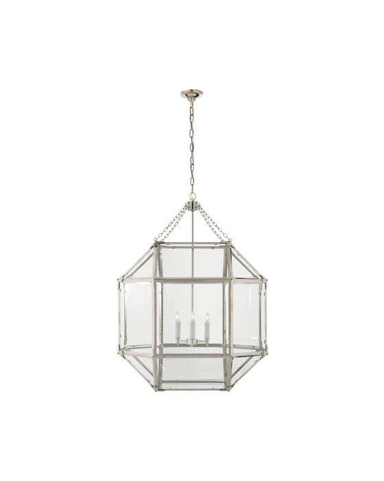 Morris Large Lantern Polished Nickel/Clear Glass