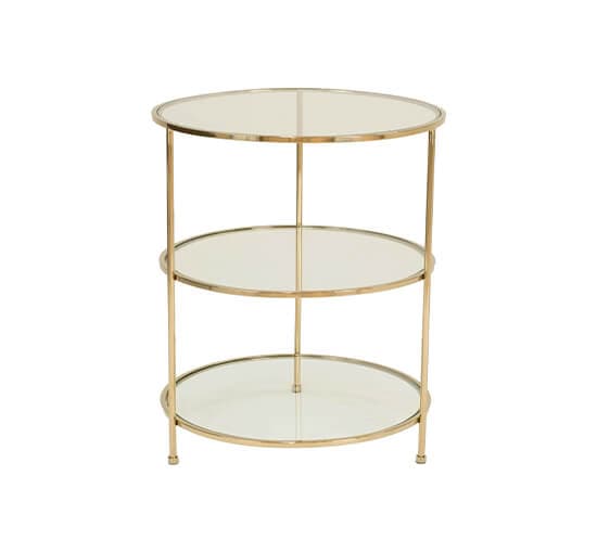 Layer-sivupöydä messinkiä kirkasta lasia – Ruth & Joanna