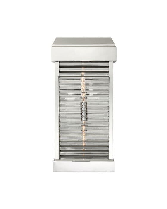 Dunmore Large Curved Glass Louver Sconce Polished Nickel