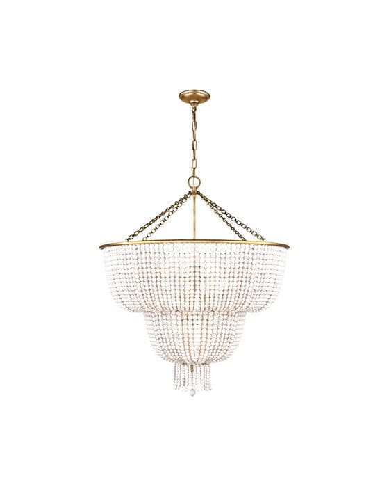 Jacqueline Two-Tier Chandelier Antique Brass/White Acrylic