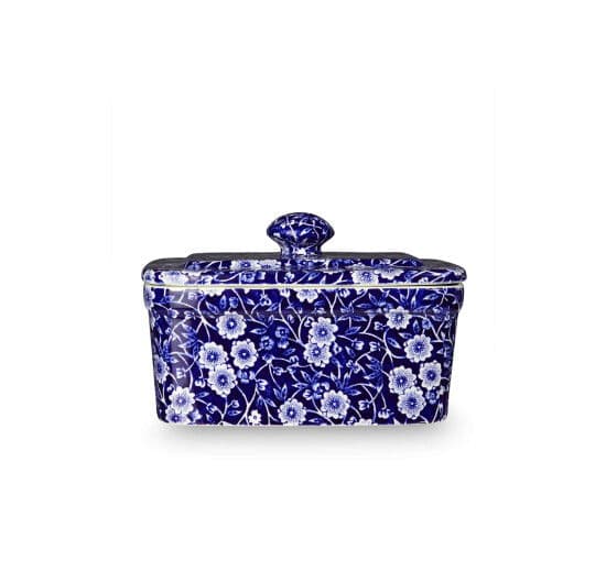 Blue Calico Butter Dish Blue/White – Burleigh