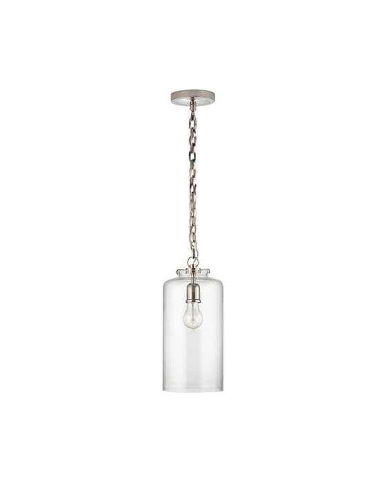 Katie Cylinder Pendant Polished Nickel/Clear Glass – Visual Comfort