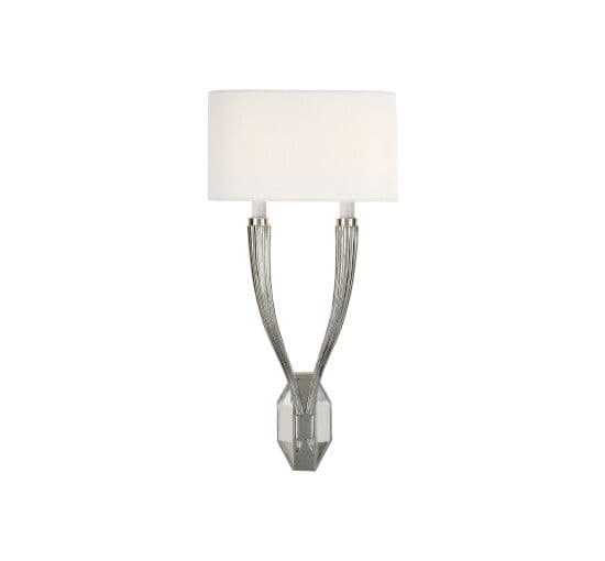 Ruhlmann Double Sconce Polished Nickel/Linen – Visual Comfort